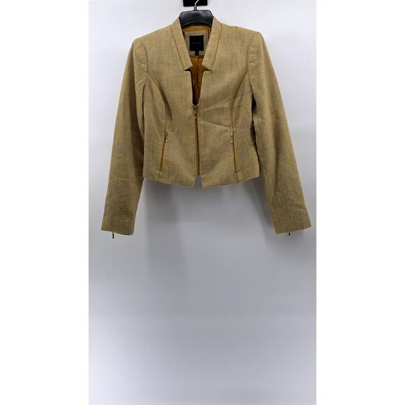 THE LIMITED Women's Yellow Textured Zip-Up Blazer SZ S - Picture 1 of 11